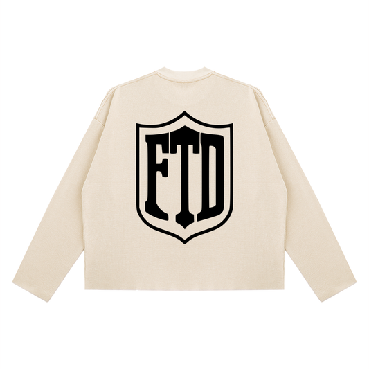FTD NYC Censored Vintage Wash Box Waffle Raw Edge Long Sleeve - FTD MERCH BY DREW™