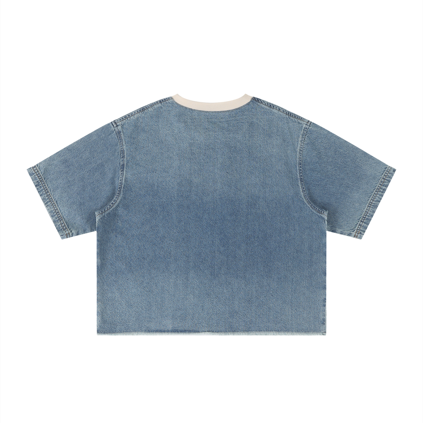 PROPERTY OF FTD Exclusive Vintage Wash Boxy Raw Hem Denim T-Shirt - FTD MERCH BY DREW™