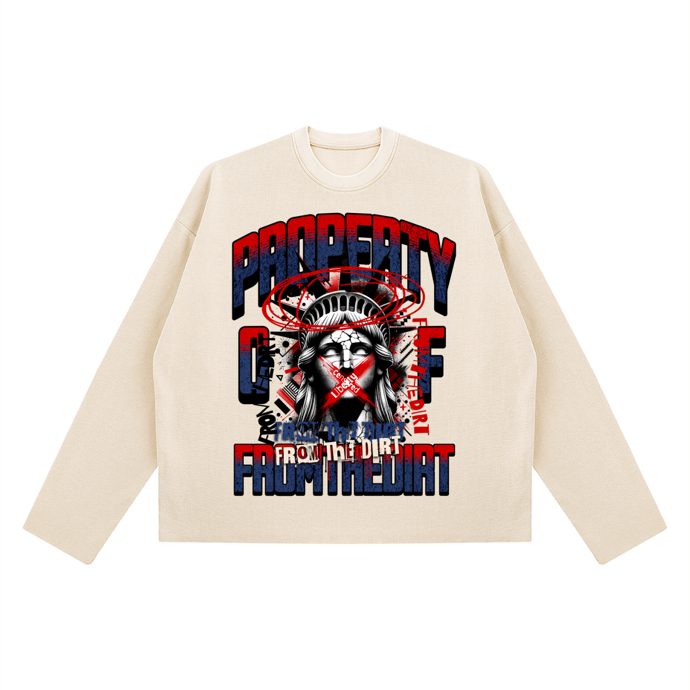 FTD NYC Censored Vintage Wash Box Waffle Raw Edge Long Sleeve - FTD MERCH BY DREW™