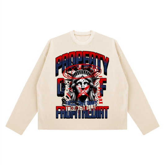FTD NYC Censored Vintage Wash Box Waffle Raw Edge Long Sleeve - FTD MERCH BY DREW™