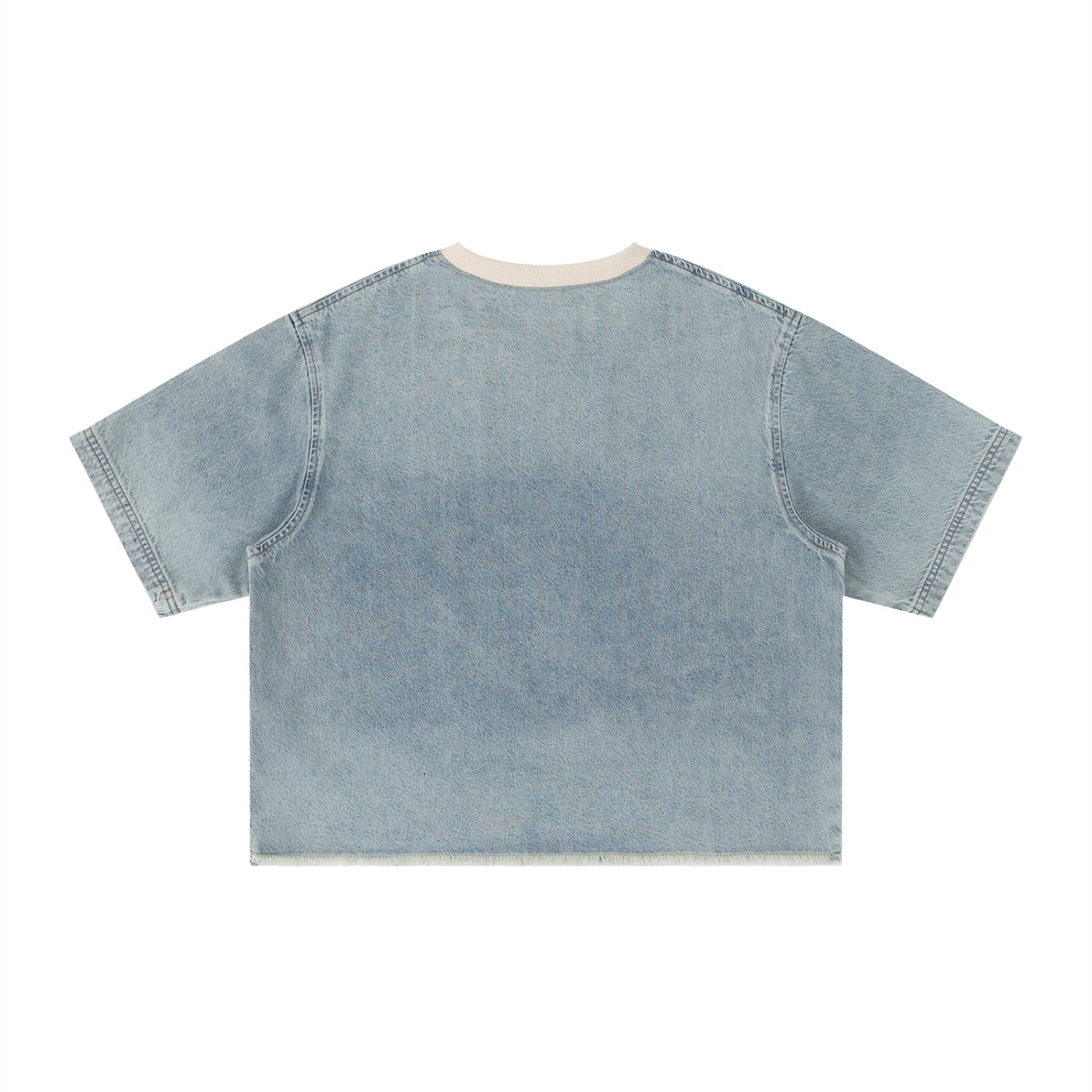 PROPERTY OF FTD Exclusive Vintage Wash Boxy Raw Hem Denim T-Shirt - FTD MERCH BY DREW™
