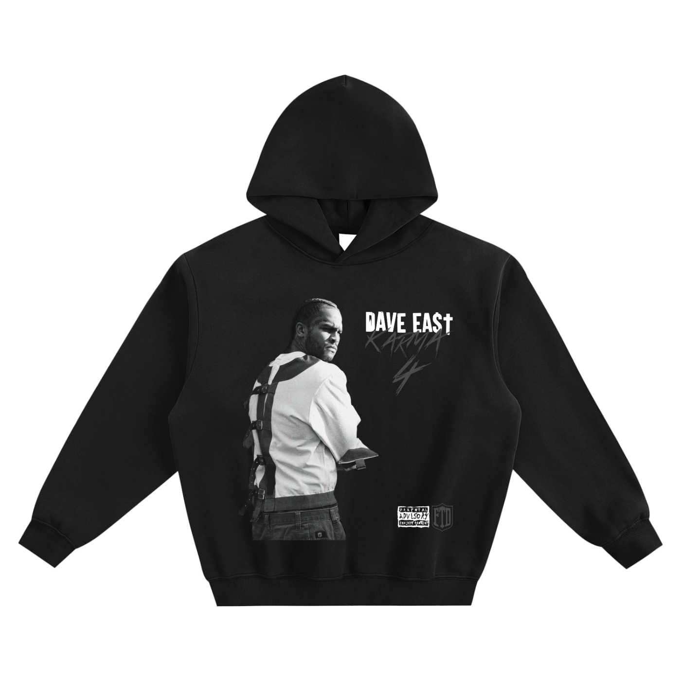 D.EAST KARMA 4 FTD Boxy Hoodie - FTD MERCH BY DREW™