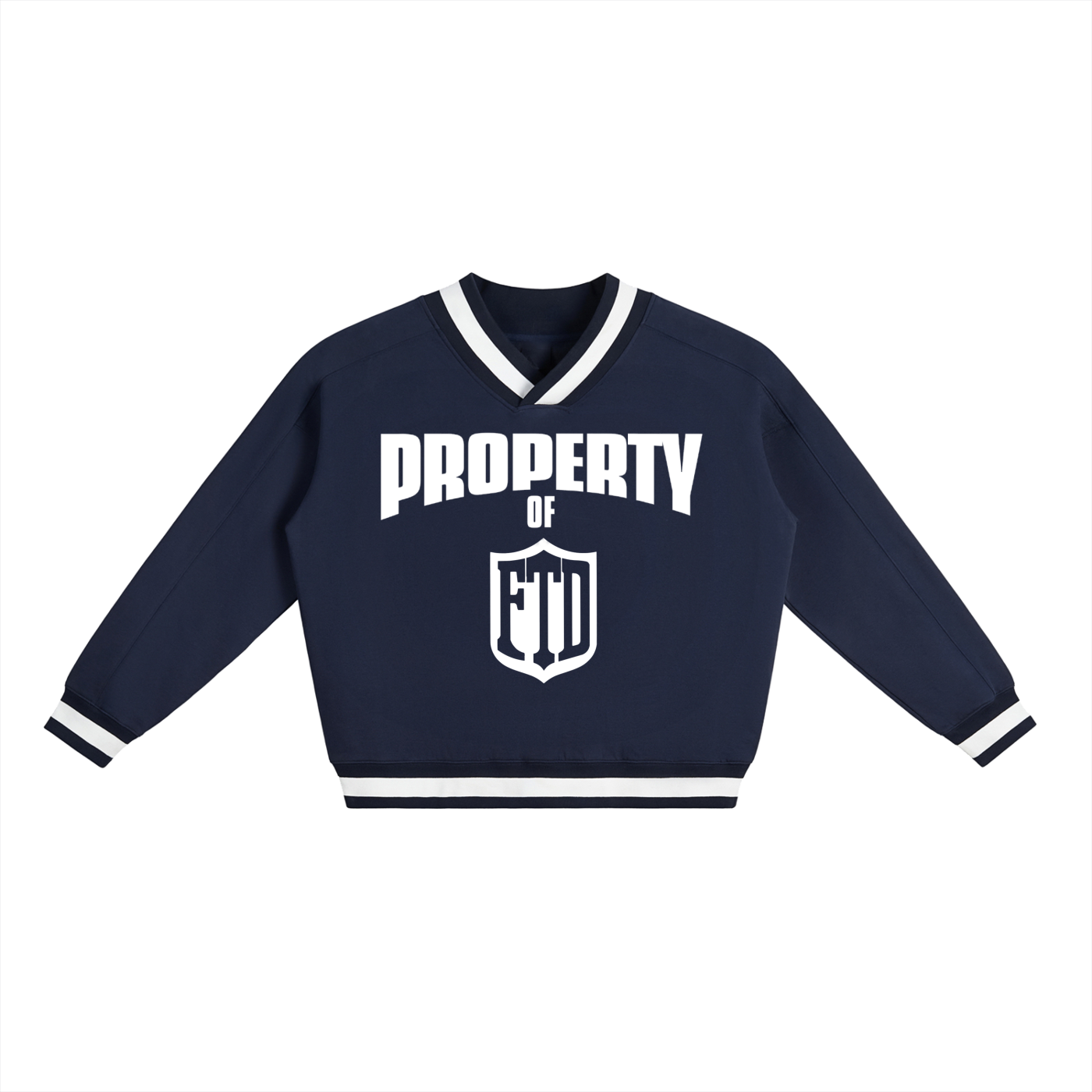 Property Of FTD V-Neck Contrast Collar Boxy Sweatshirt - FTD MERCH BY DREW™