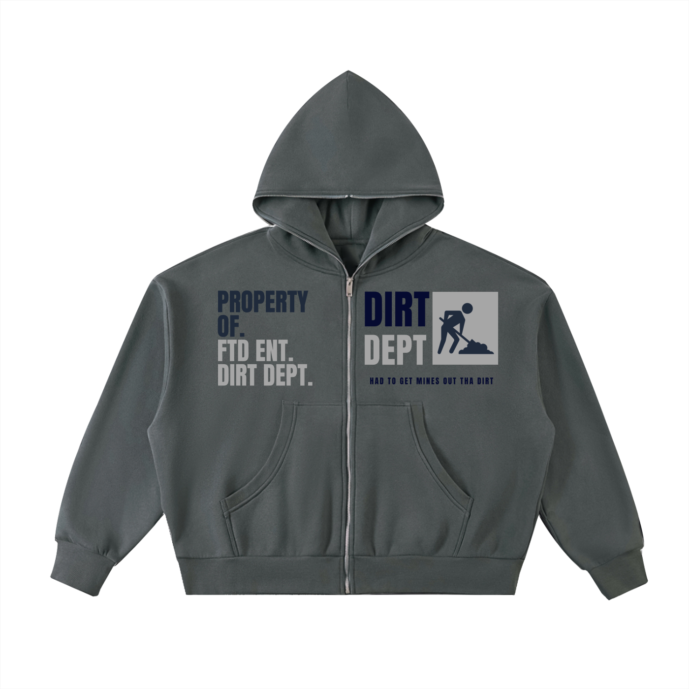 FTD DIRTDEPT. Fleeced Full-Zip Boxy Hoodie - FTD MERCH BY DREW™