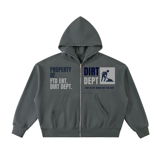 FTD DIRTDEPT. Fleeced Full-Zip Boxy Hoodie - FTD MERCH BY DREW™