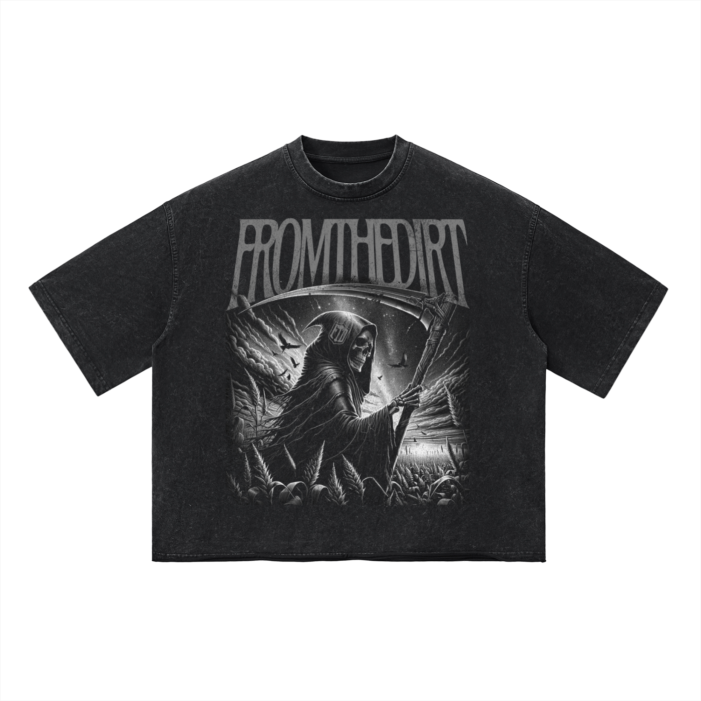From The Dirt Grim Reaper Vintage Wash Boxy T-Shirt - FTD MERCH BY DREW™