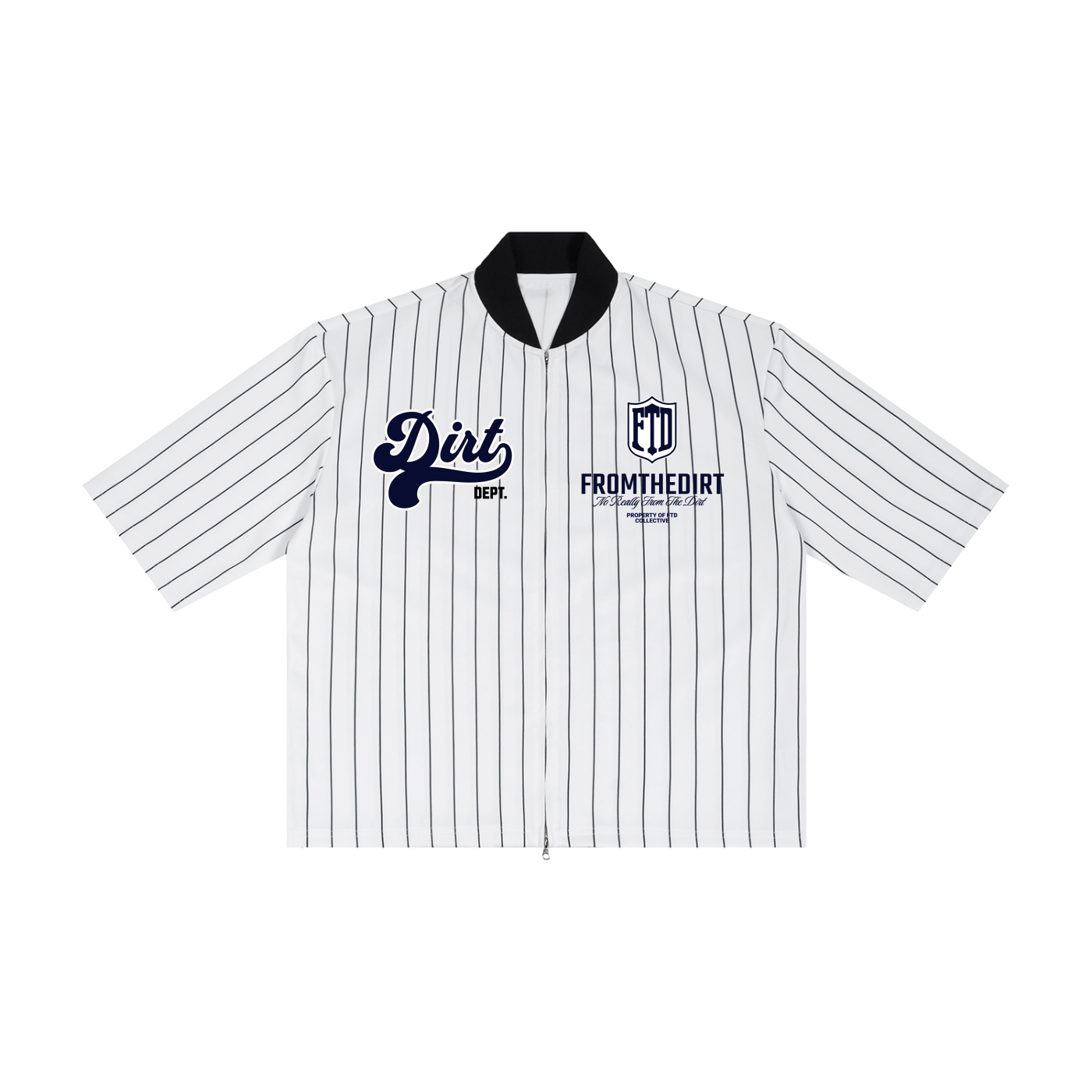 FTD x DirtDept.  Striped Full-Zip Baseball Jersey - FTD MERCH BY DREW™