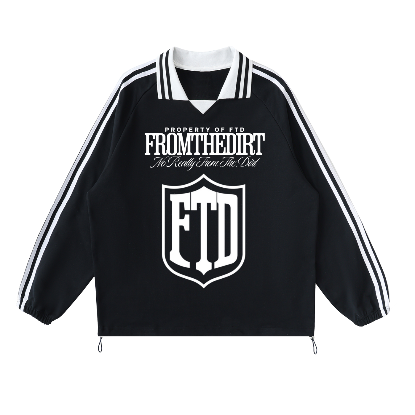 From The Dirt No Really From The Dirt FTD Contrast Striped Lapel Collar Sweatshirt - FTD MERCH BY DREW™
