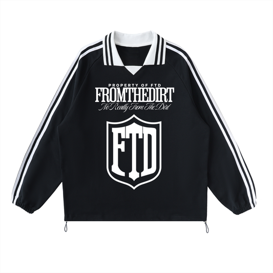 From The Dirt No Really From The Dirt FTD Contrast Striped Lapel Collar Sweatshirt - FTD MERCH BY DREW™