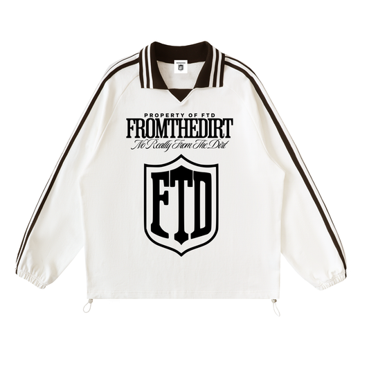 From The Dirt No Really From The Dirt FTD Contrast Striped Lapel Collar Sweatshirt - FTD MERCH BY DREW™